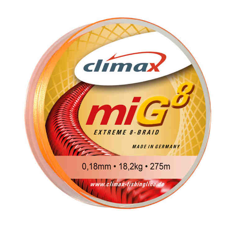 Купить Шнур Climax MIG8 BRAID (fluo-orange) 0.14